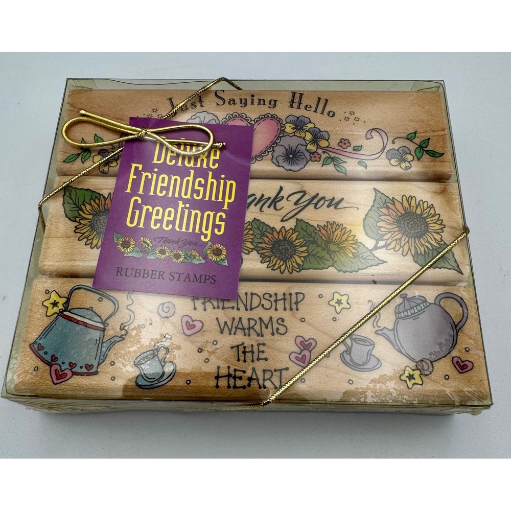 Vintage 1996 Hero Arts Deluxe Friendship Greetings Rubber Stamp Set LL351